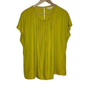 Boden Short Sleeve Silk Blend Blouse Womens 20/22 Chartreuse Workwear Office